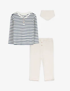 Set van longsleeve en broek - Mousseline - wit