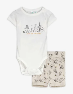 Set van romper en short - Winnie de Poeh - wit