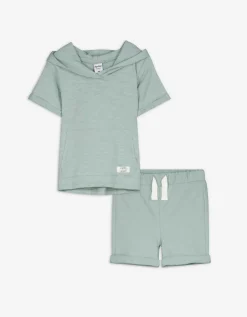 Set van shirt en broek - Effen - turkoois