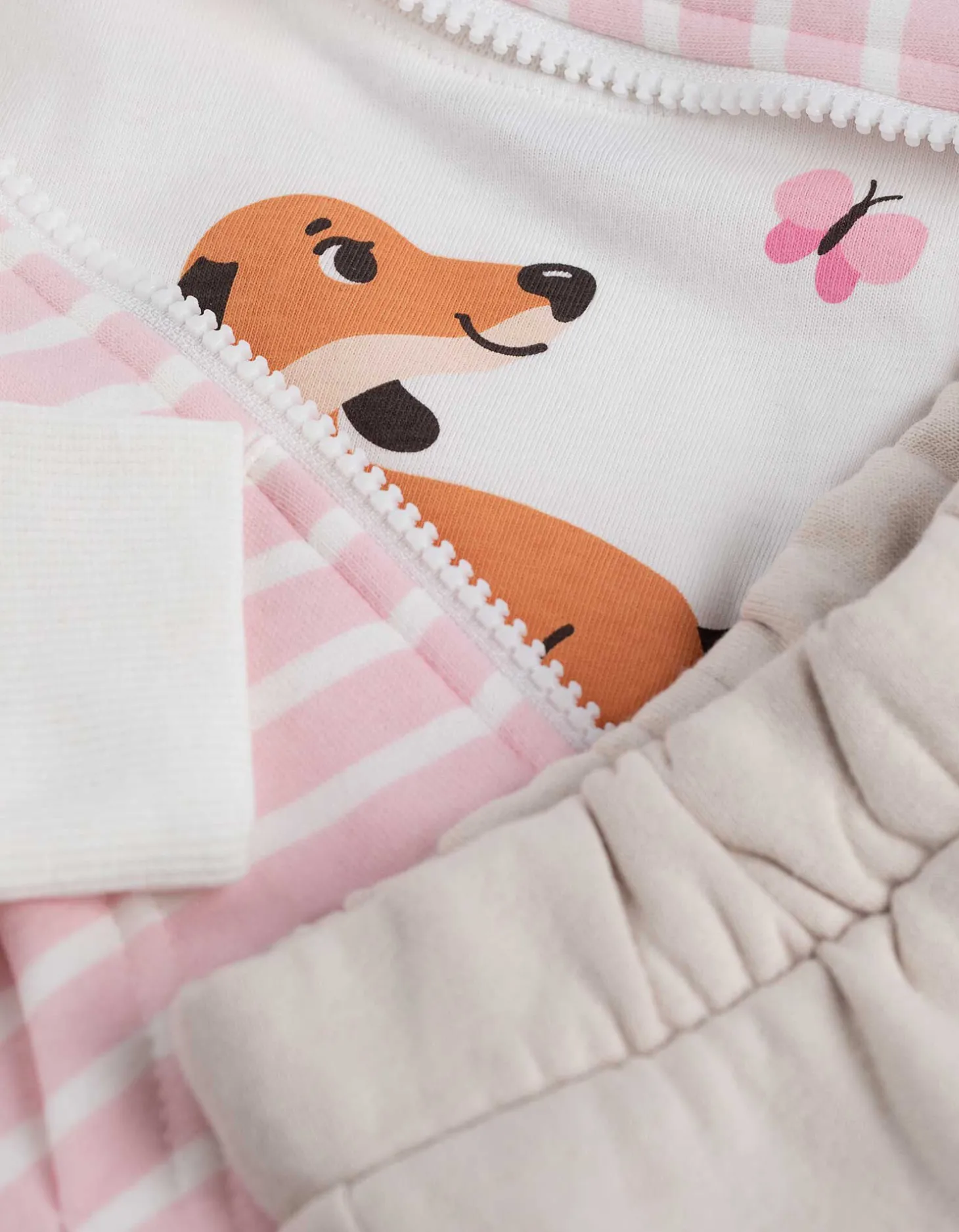 Set van sweatjack, broek en T-shirt - Print - wit