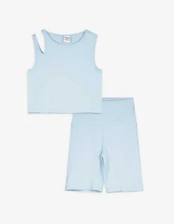 Set van top en broek - Cut-outs - lichtblauw