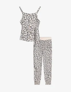 Set van top en broek - Dierenprint - beige