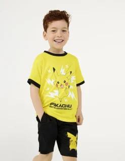 Set van t-shirt en broek - Pok&eacute;mon - geel