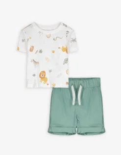 Set van T-shirt en broek - Print all-over - wit