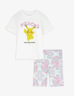 Set van T-shirt en shorts - Pok&eacute;mon - wit