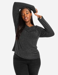 Shirt - Elastische randen - zwart