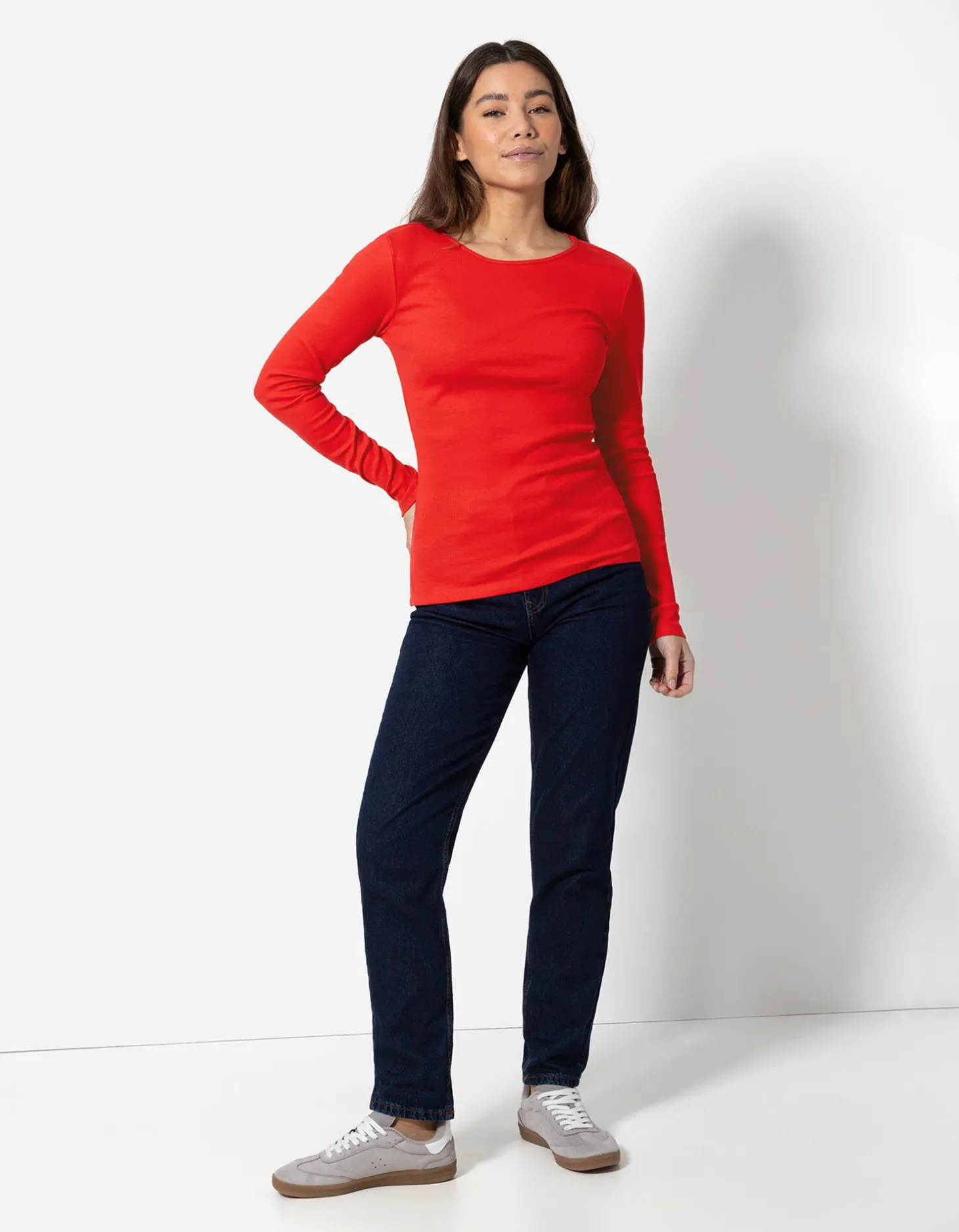 Shirt - Geribde structuur - rood