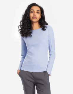 Shirt - Geribde structuur - lichtblauw