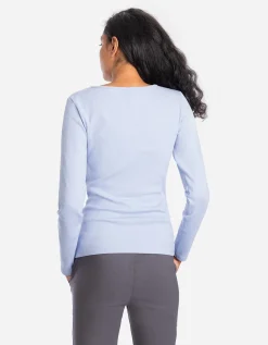 Shirt - Geribde structuur - lichtblauw
