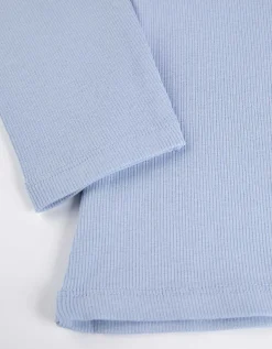 Shirt - Geribde structuur - lichtblauw