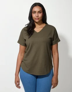 Shirt - V-hals - donkergroen