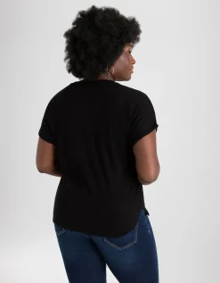 Shirt - Zijsplit - zwart