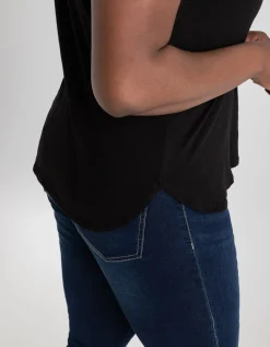 Shirt - Zijsplit - zwart