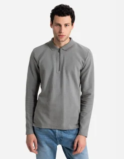 Shirt met lange mouwen - Ritssluiting - groen