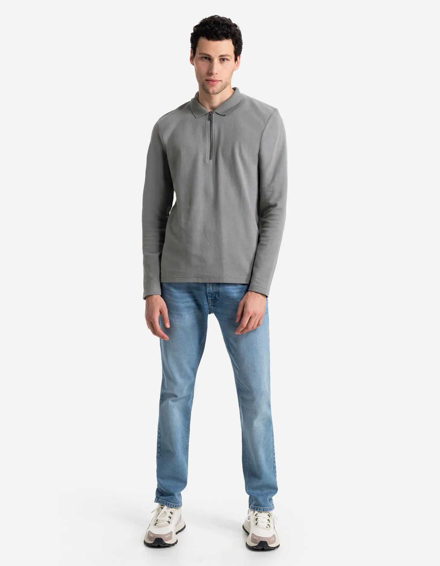 Shirt met lange mouwen - Ritssluiting - groen