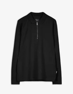 Shirt met lange mouwen - Ritssluiting - zwart