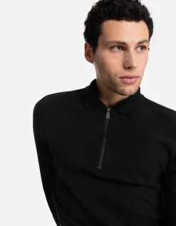 Shirt met lange mouwen - Ritssluiting - zwart