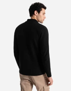 Shirt met lange mouwen - Ritssluiting - zwart