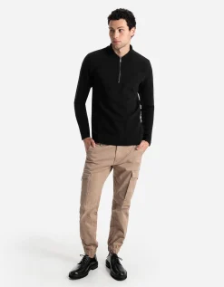 Shirt met lange mouwen - Ritssluiting - zwart