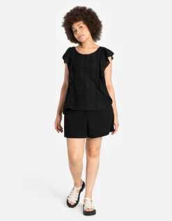 Short - Materiaalmix - zwart