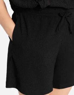 Short - Materiaalmix - zwart