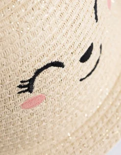 Strohoed - Borduursels - beige
