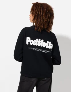 Sweatshirt - Afdrukken achteraan - zwart