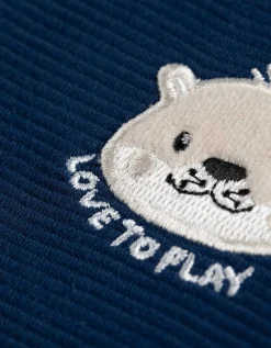 Sweatshirt - Bandje met drukknoop - donkerblauw