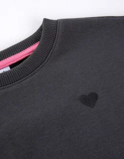Sweatshirt - Borduursels - donkergrijs