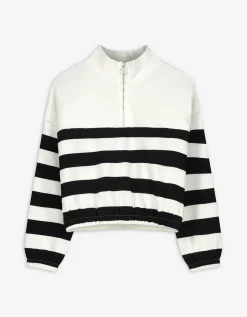 Sweatshirt - Opstaande kraag - wit