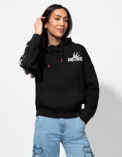 Sweatshirt - Print op rug - zwart