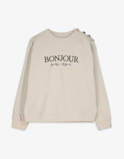 Sweatshirt - Sierknopen - beige