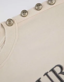 Sweatshirt - Sierknopen - beige
