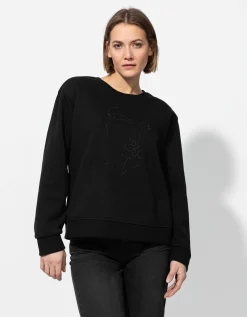 Sweatshirt - Siersteentjes - zwart