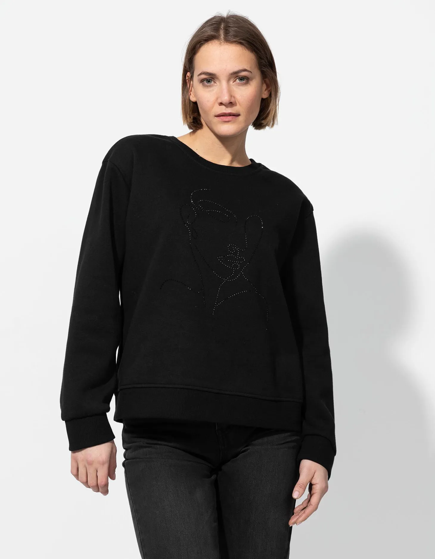 Sweatshirt - Siersteentjes - zwart