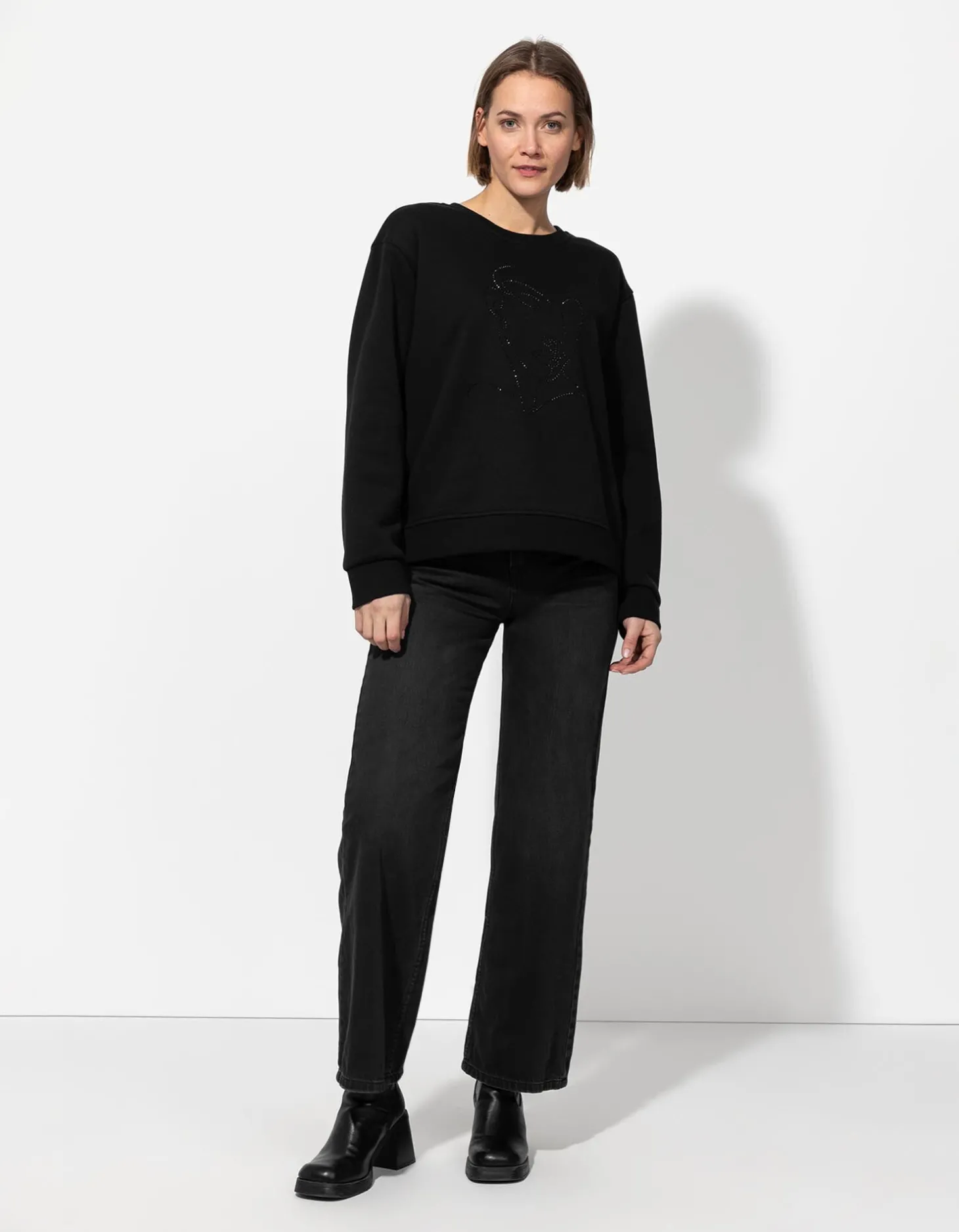 Sweatshirt - Siersteentjes - zwart