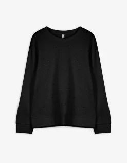 Sweatshirt - Siersteentjes - zwart