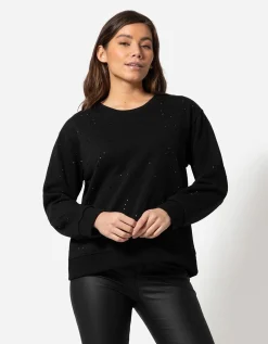 Sweatshirt - Siersteentjes - zwart