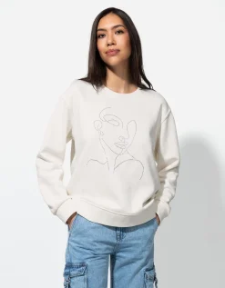 Sweatshirt - Siersteentjes - wit