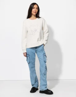 Sweatshirt - Siersteentjes - wit