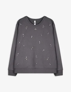 Sweatshirt - Siersteentjes - donkergrijs