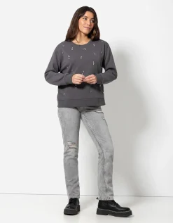 Sweatshirt - Siersteentjes - donkergrijs