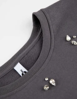 Sweatshirt - Siersteentjes - donkergrijs
