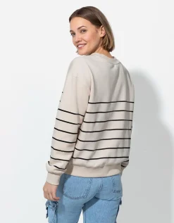 Sweatshirt - Strepen - beige