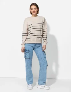 Sweatshirt - Strepen - beige