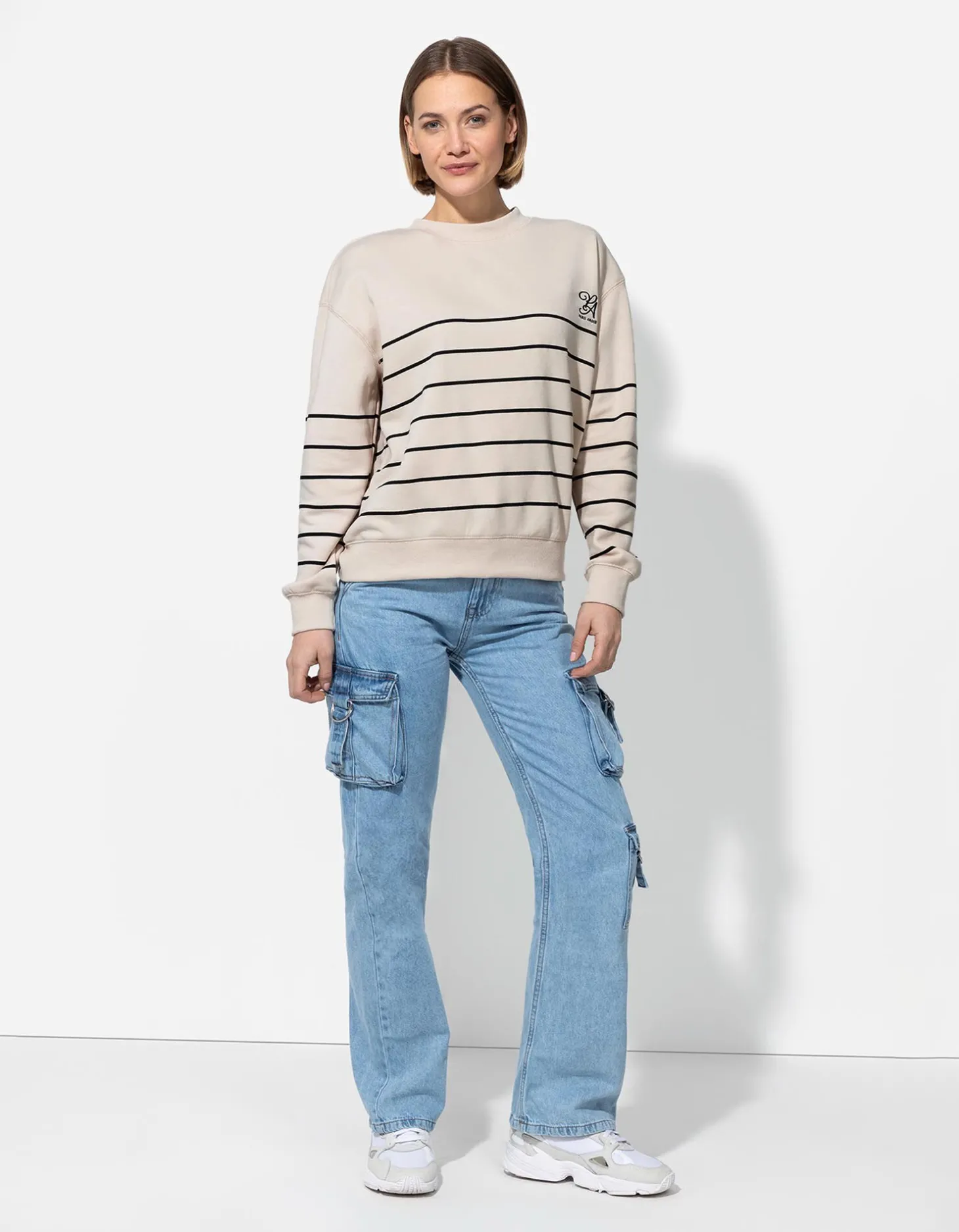 Sweatshirt - Strepen - beige