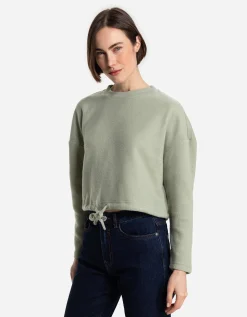 Sweatshirt - Tunnelkoord in de zoom - groen