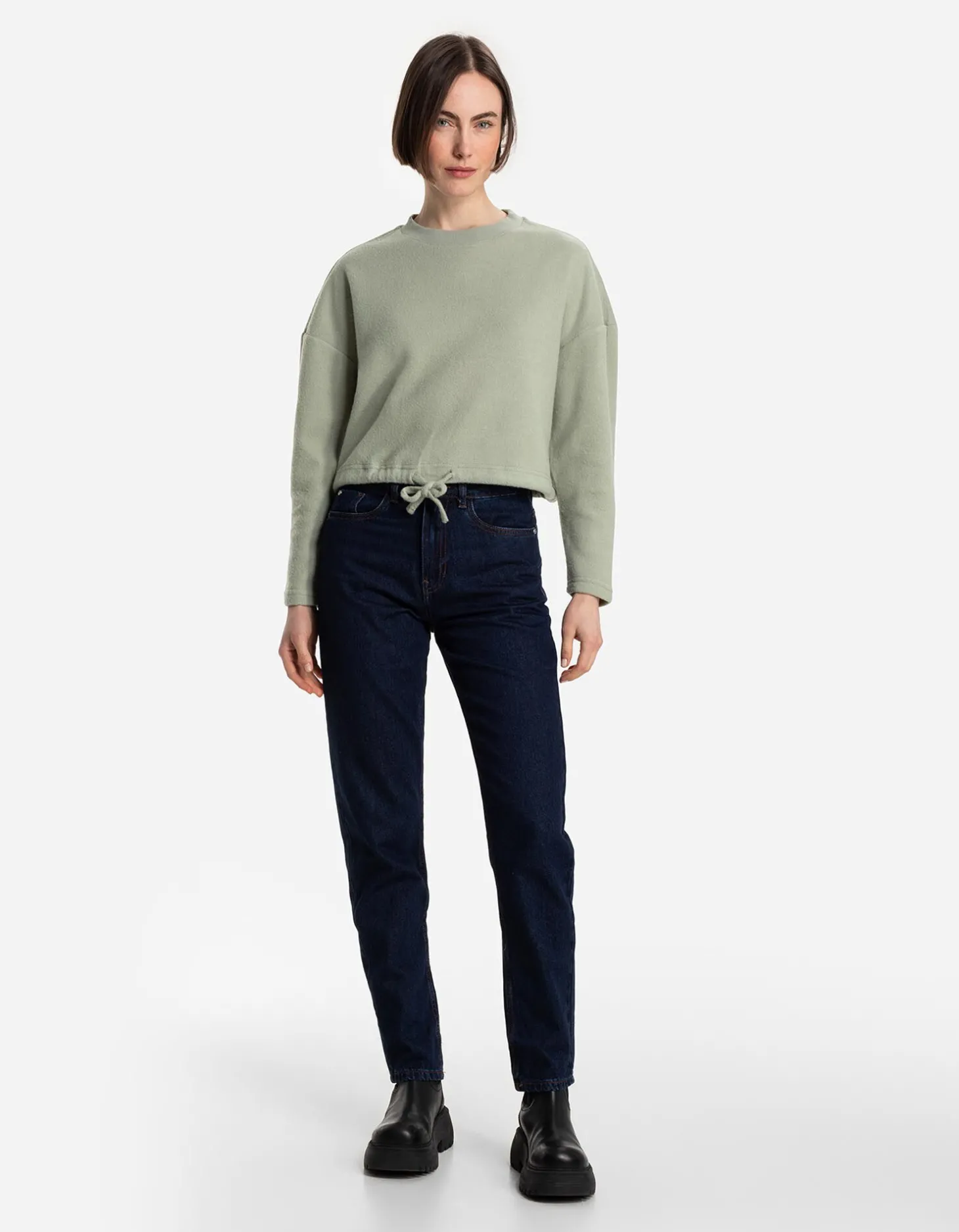 Sweatshirt - Tunnelkoord in de zoom - groen
