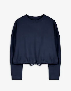 Sweatshirt - Tunnelkoord in de zoom - donkerblauw