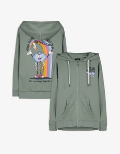 Sweatvest - Print op rug - groen